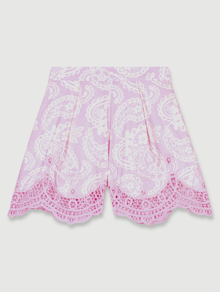 Patterned linen shorts