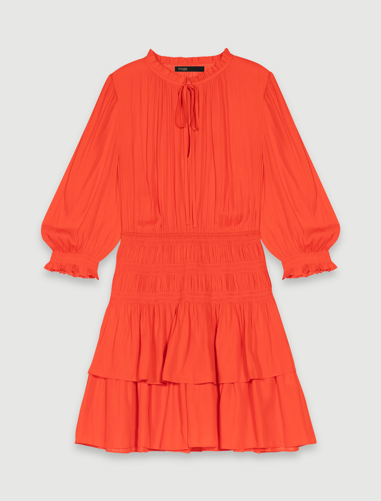Short satin smocked dress