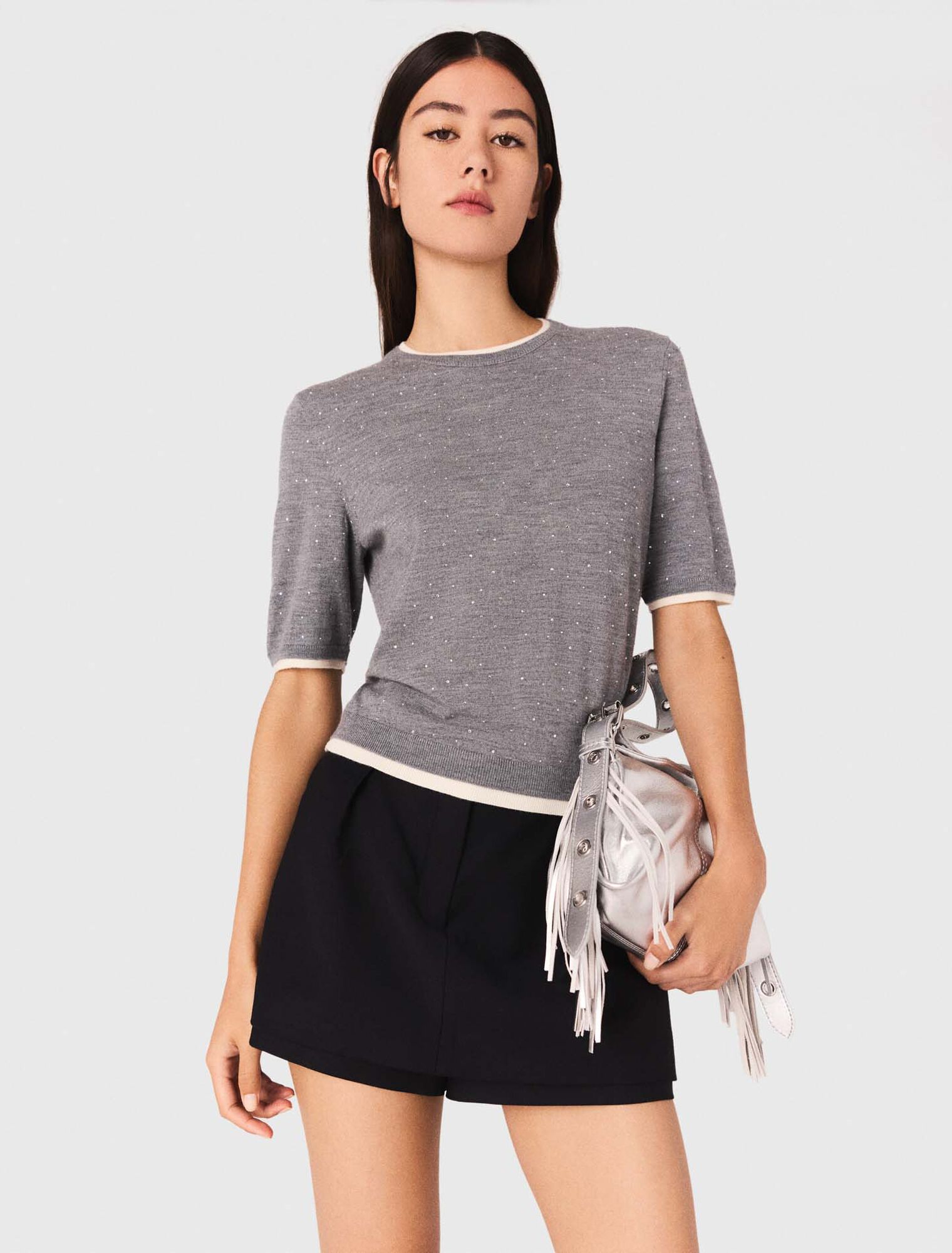 100% wool short-sleeve sweater
