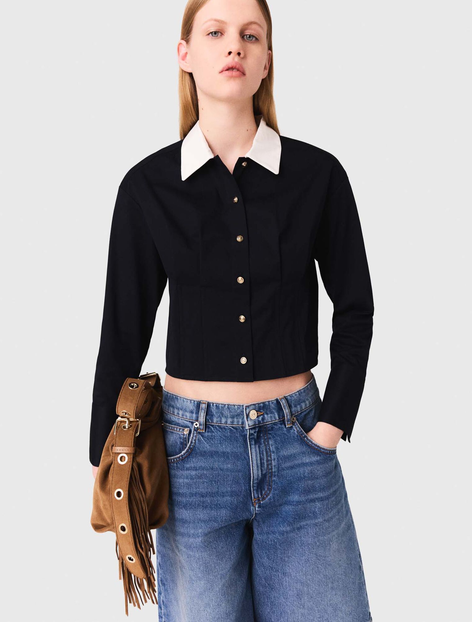 Chemise courte en popeline