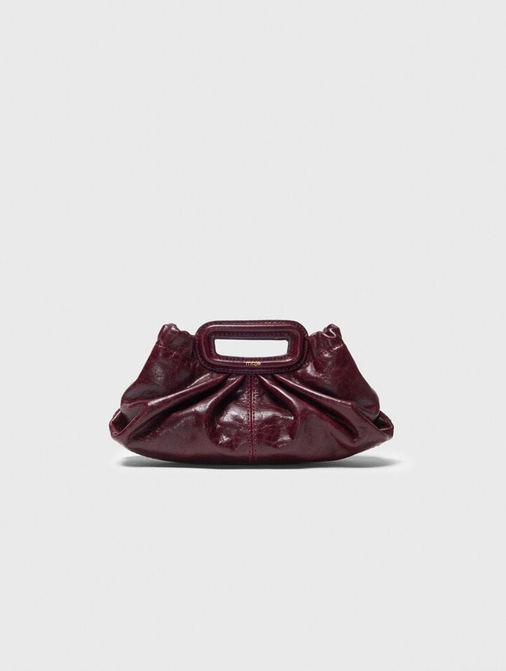 Crackled leather mini clutch