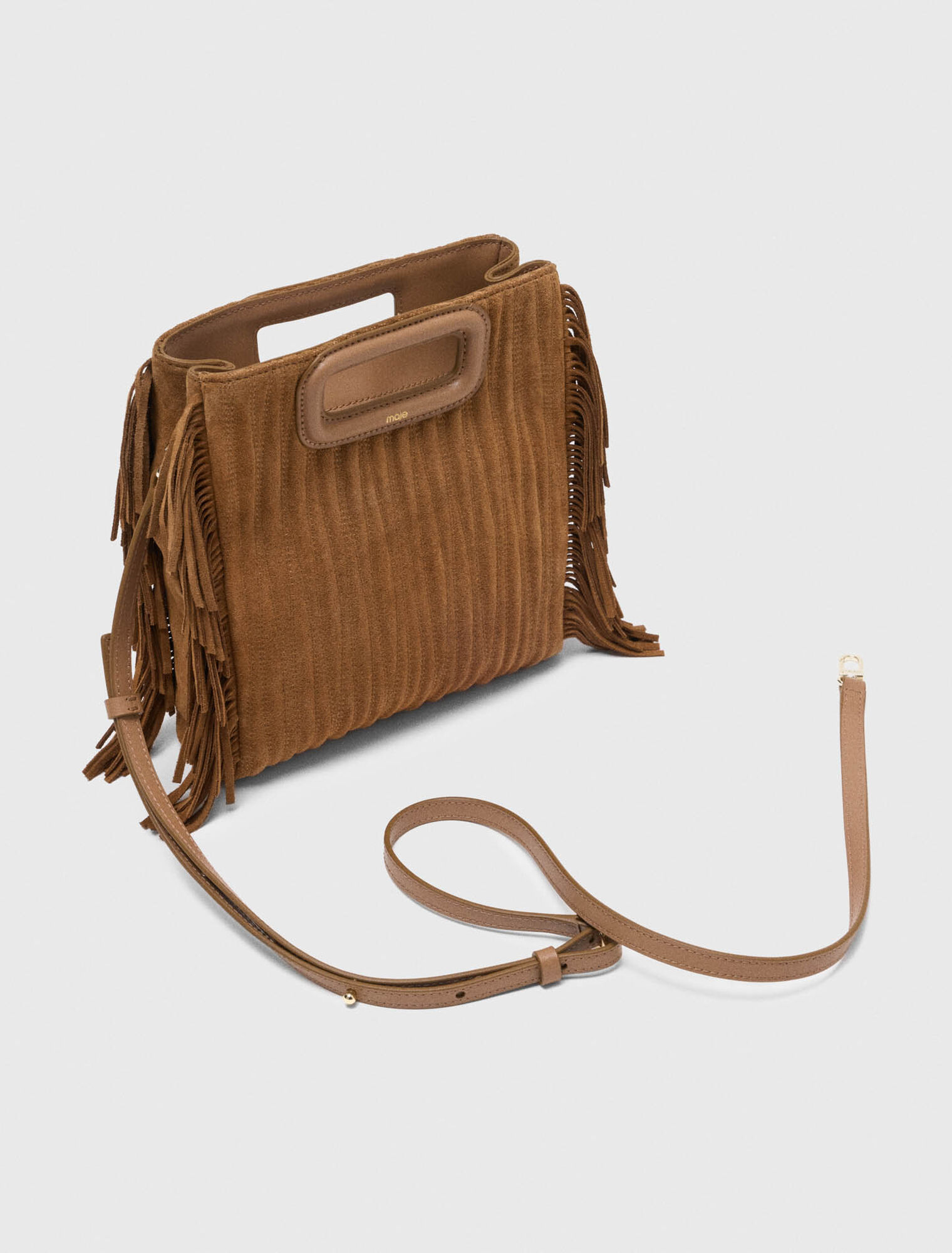 Quilted suede M bag