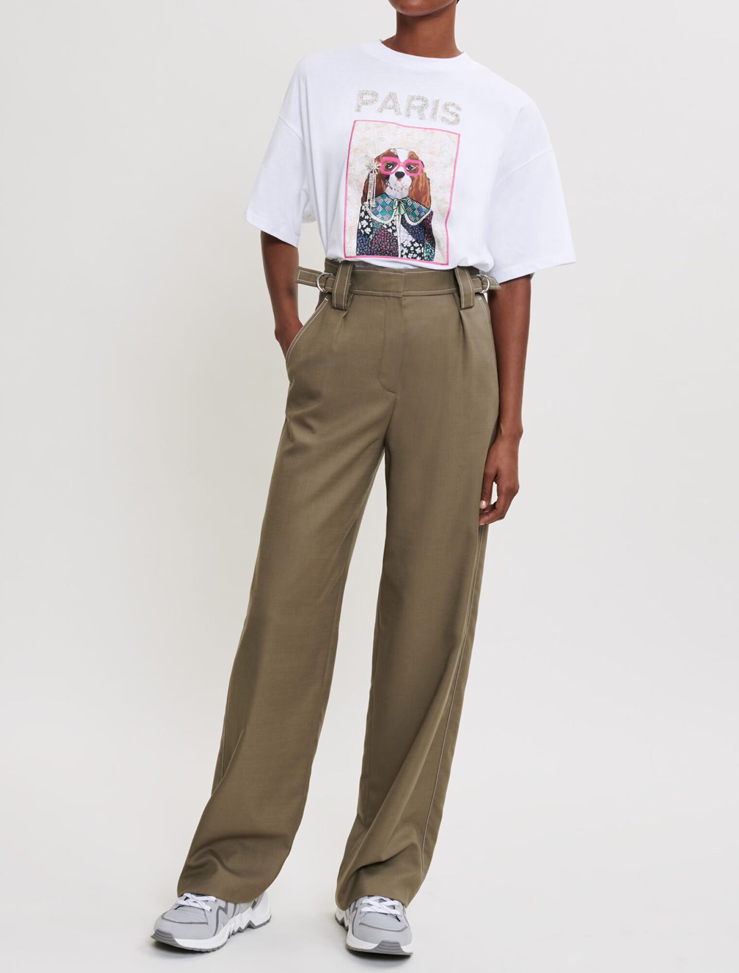 High-waisted tailored trousers