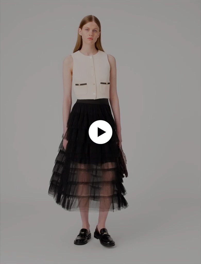 Tulle midi skirt Black / Gray For Women | Maje