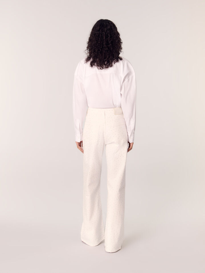 Long shirt with embroidered flowers