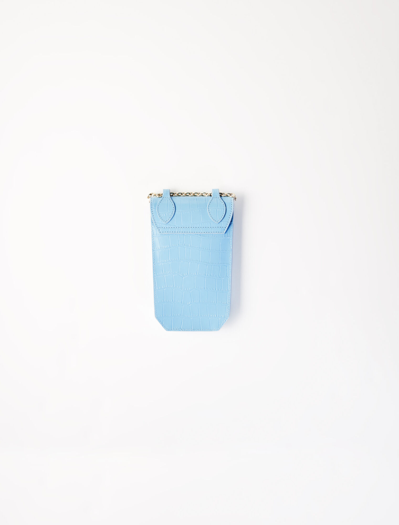 Porte téléphone en cuir embossé croco