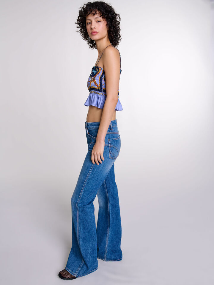 Jean évasé à poches brodées