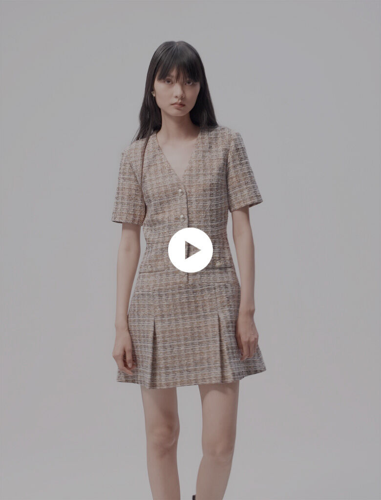 トップス THE TOE Leopold Tweed Dress brown S Leopold Tweed Dress – THE TOÉ