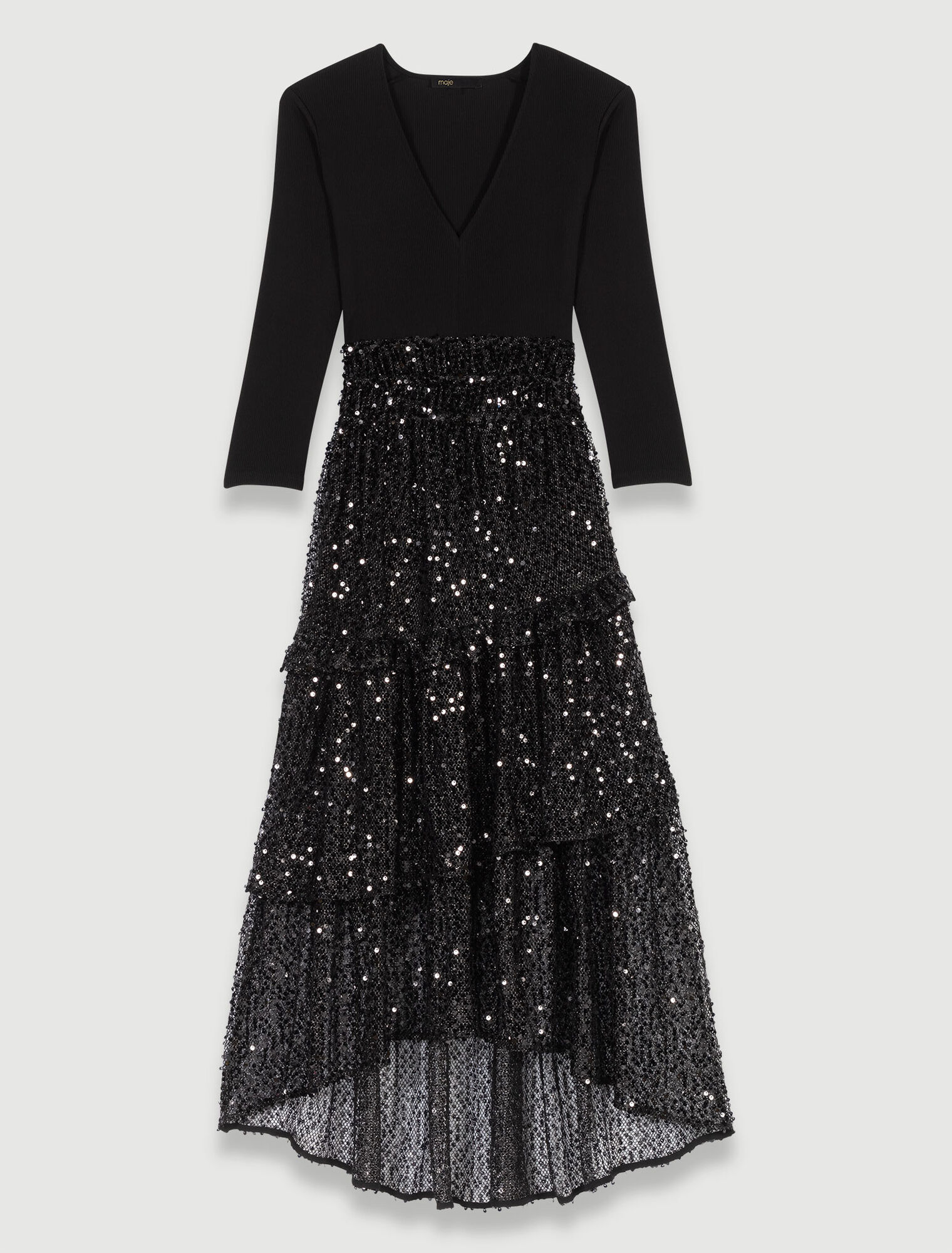 Sequin and mesh maxi dress