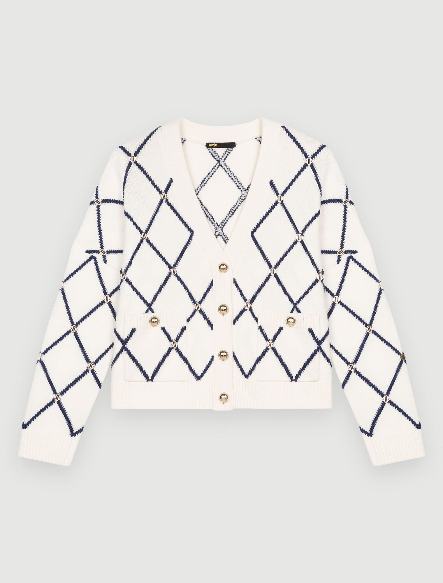 Diamond pattern knitted cardigan