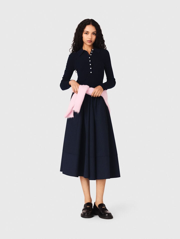 Polo collar ribbed sweater