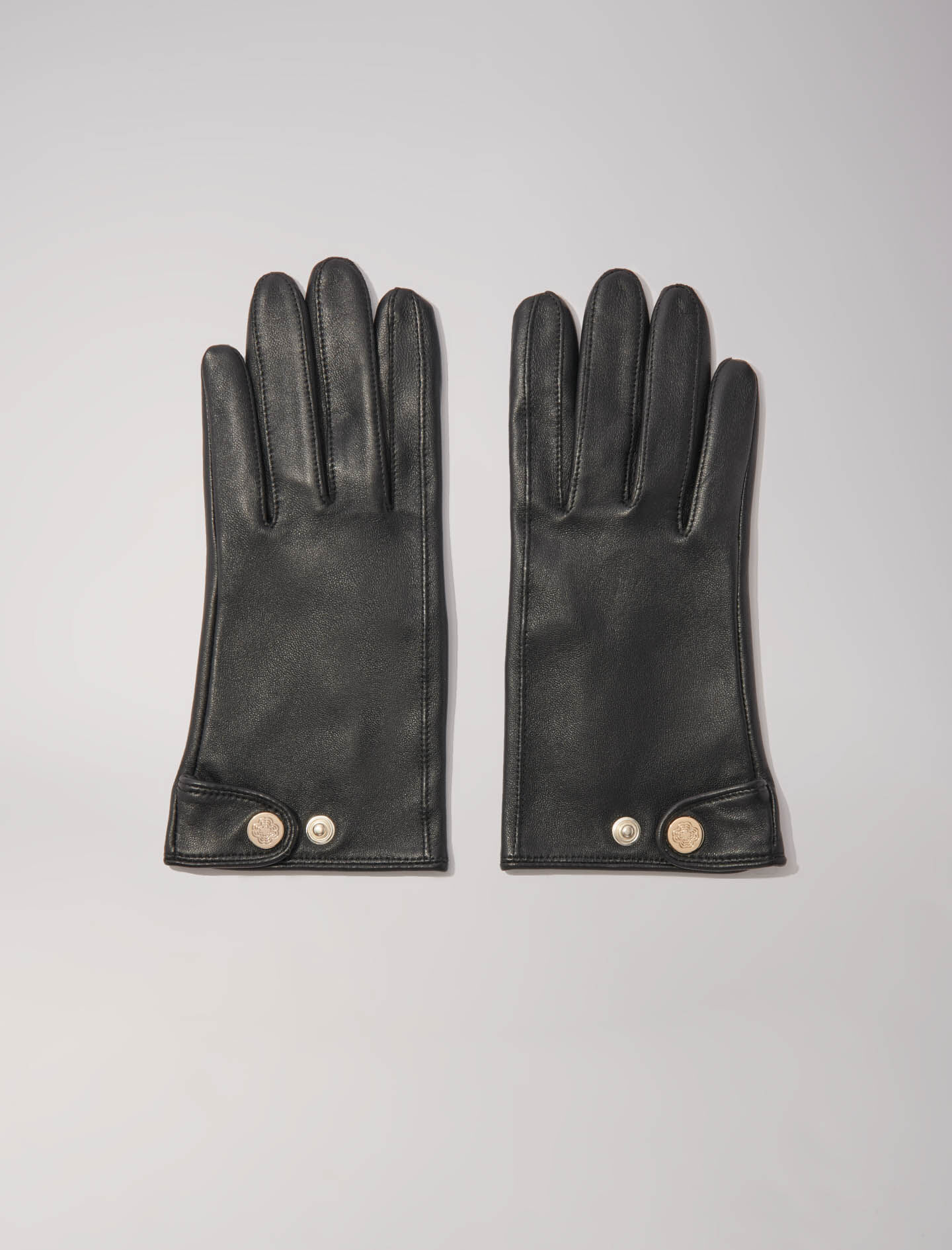 Leather gloves Black Gray For Women Maje