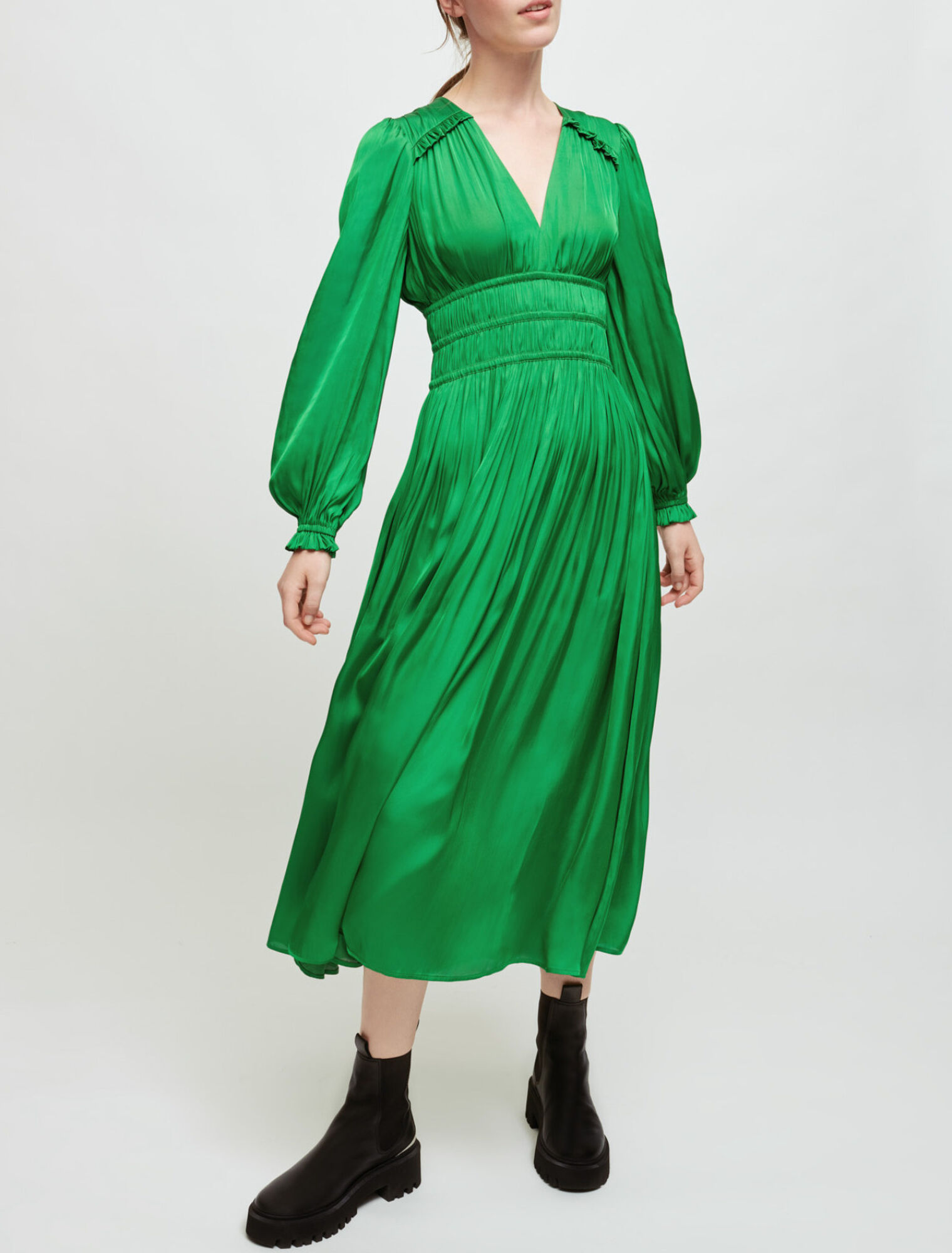 Long pleated effect dress