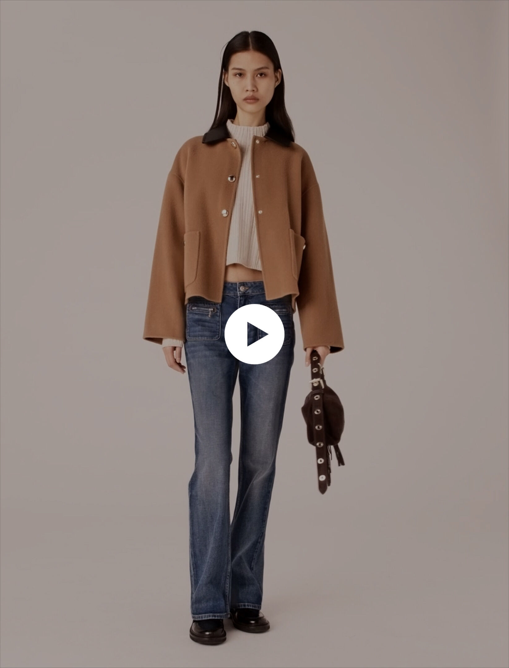 Double-faced coat with removable collar Brown For Women | Maje