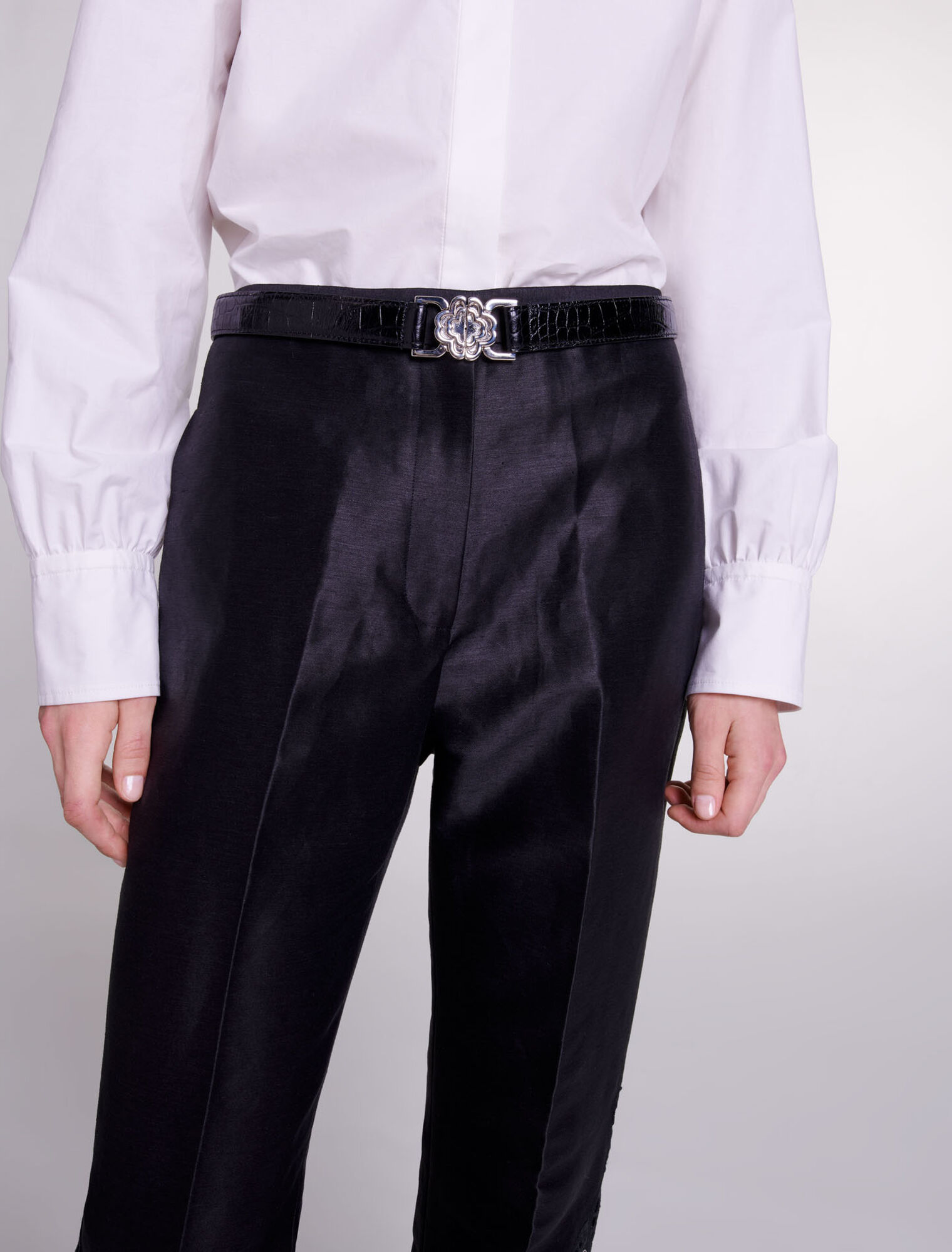 Openwork flared trousers