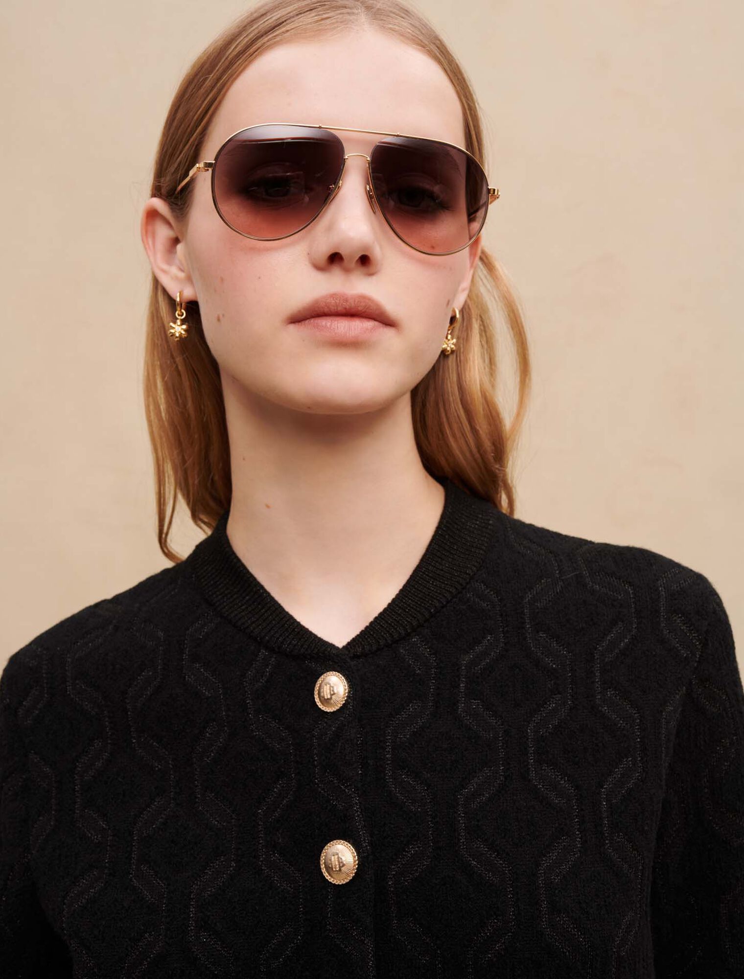Knit cardigan with shiny motifs