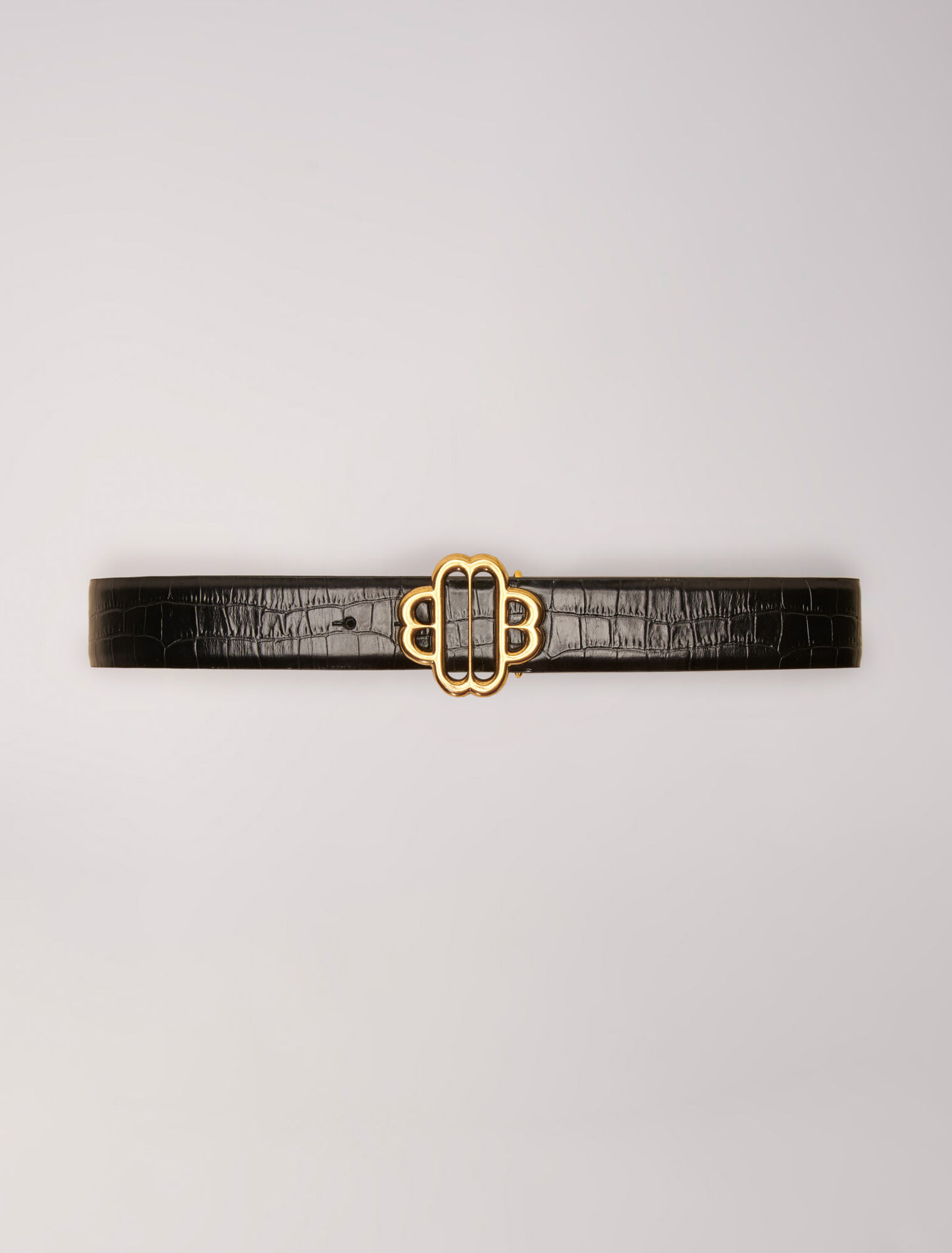 Ceinture double M en cuir croco