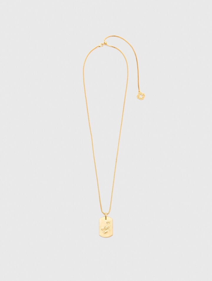 Zodiac sign plaque necklace