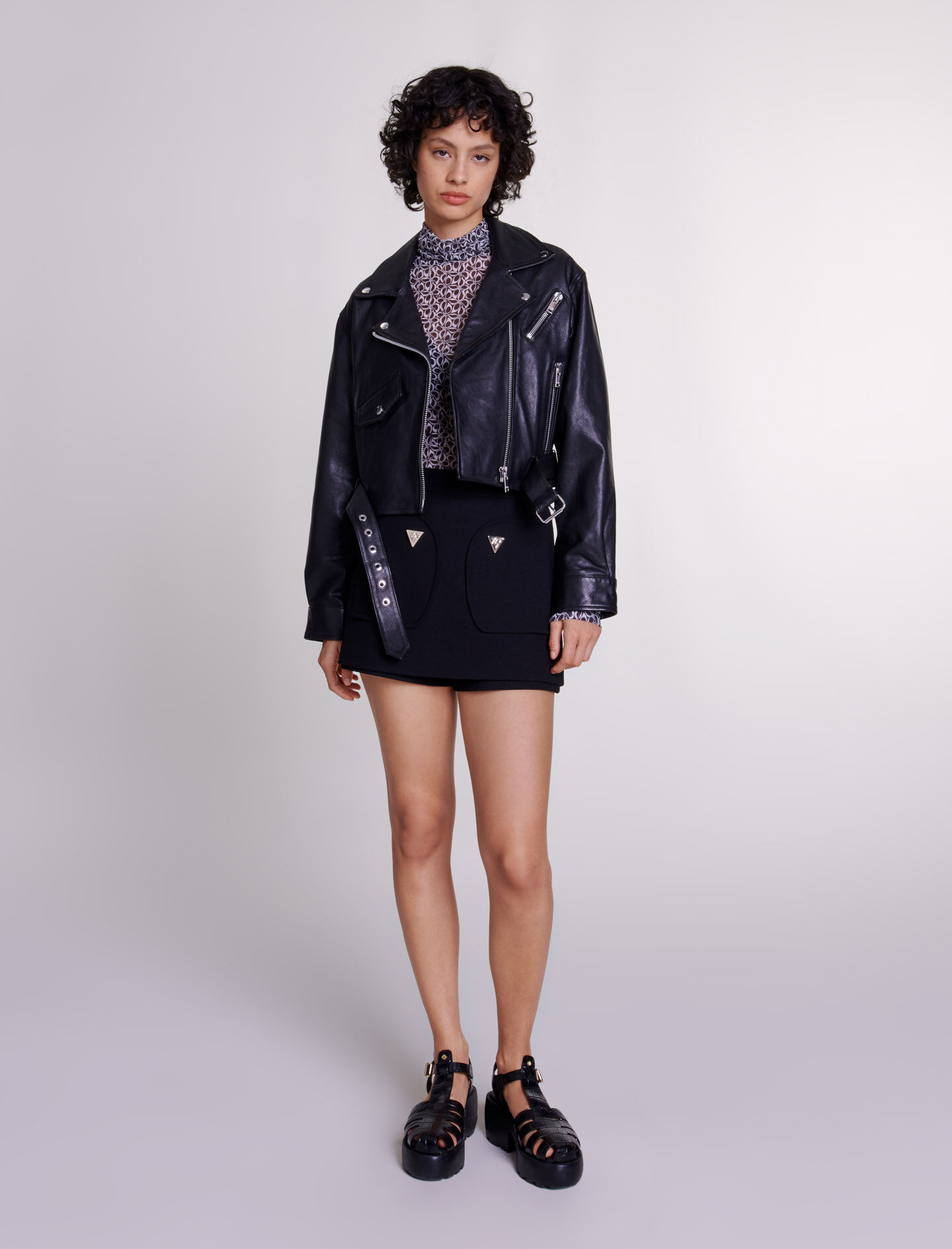 Maje patent leather jacket store