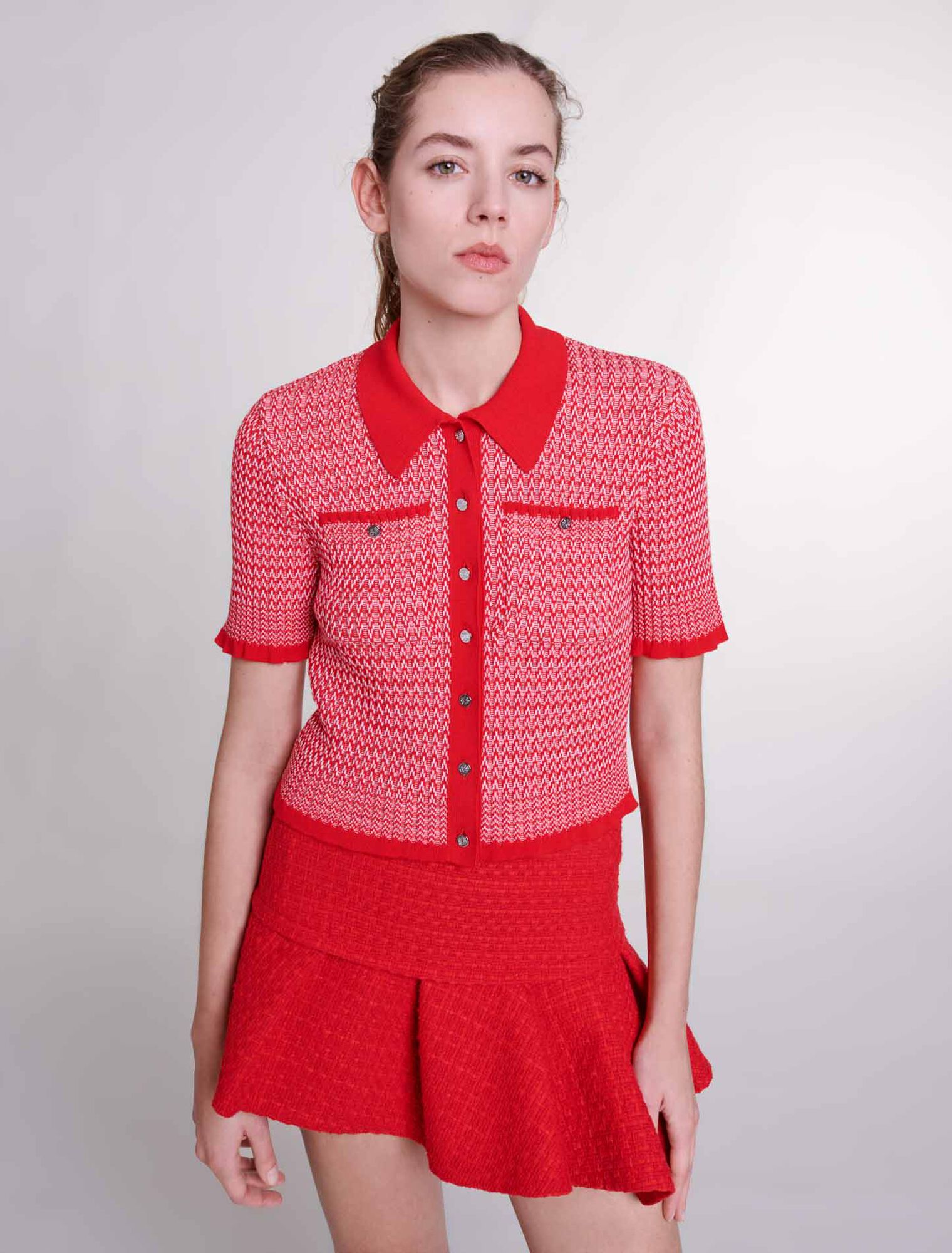 Mini-jupe en tweed asymétrique