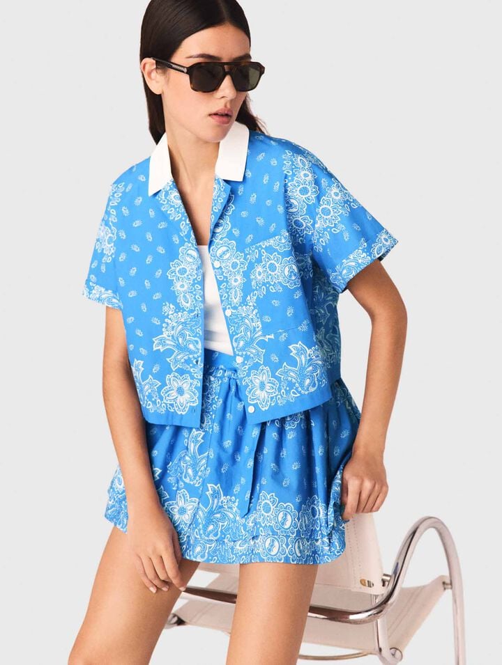 Contrast collar printed shirt