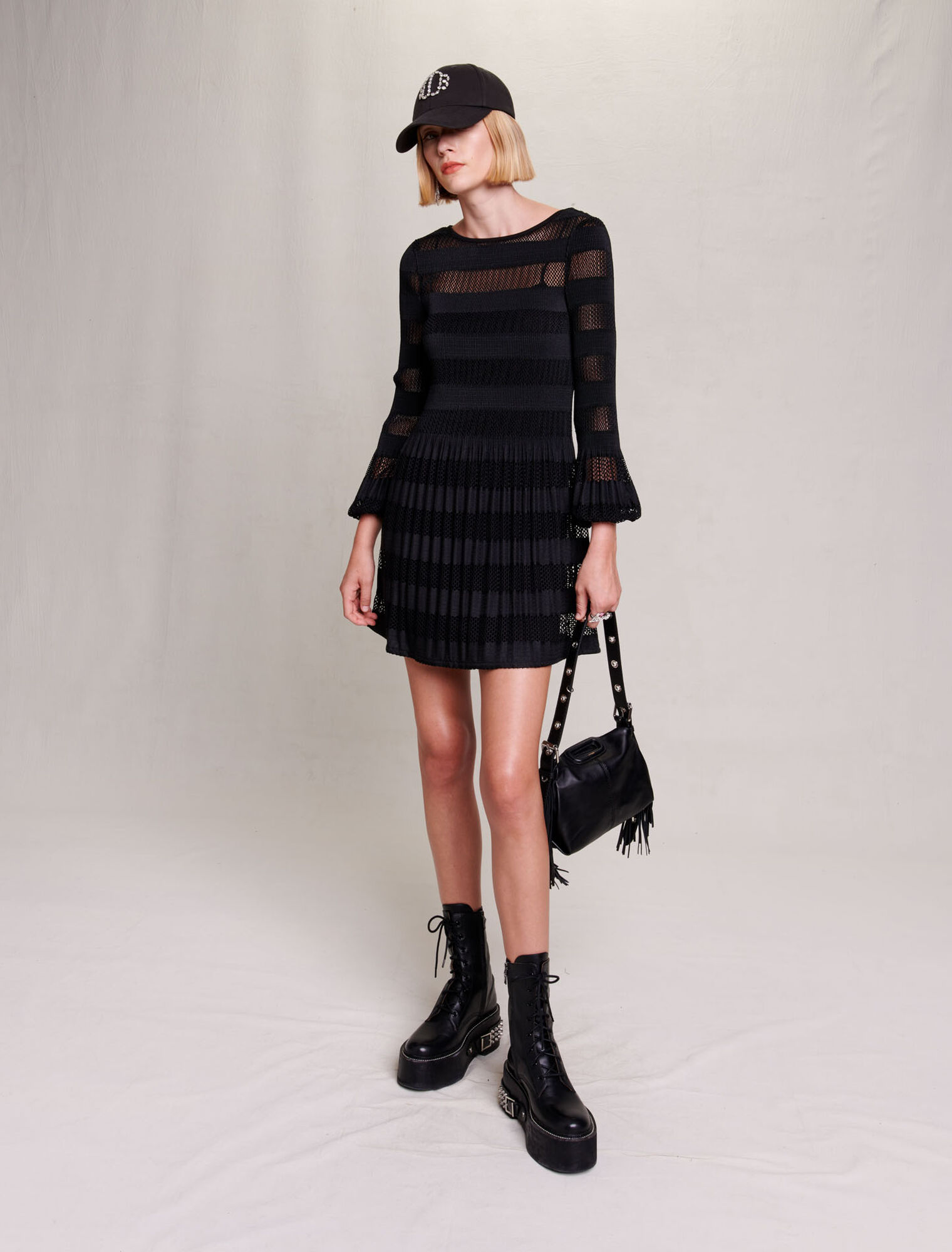 Short openwork knit dress