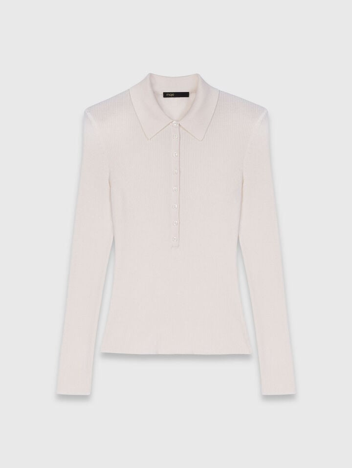 Pull cotelé à col polo