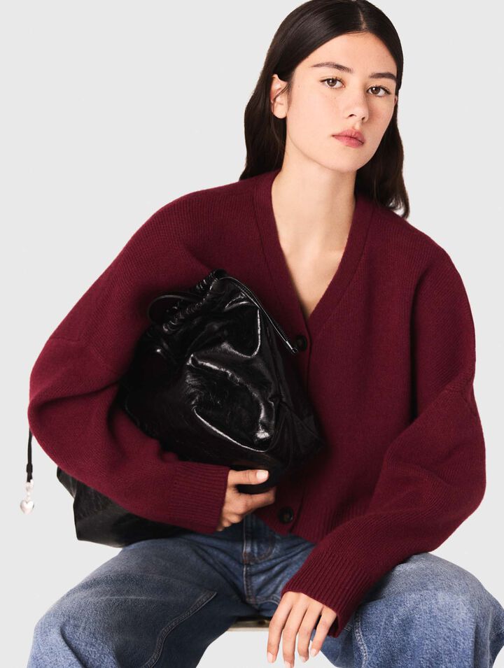 Cardigan cropped en laine mélangée