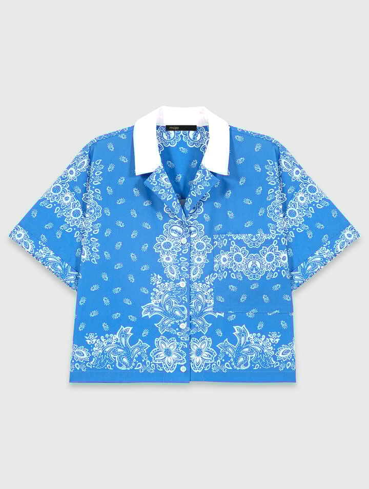 Contrast collar printed shirt