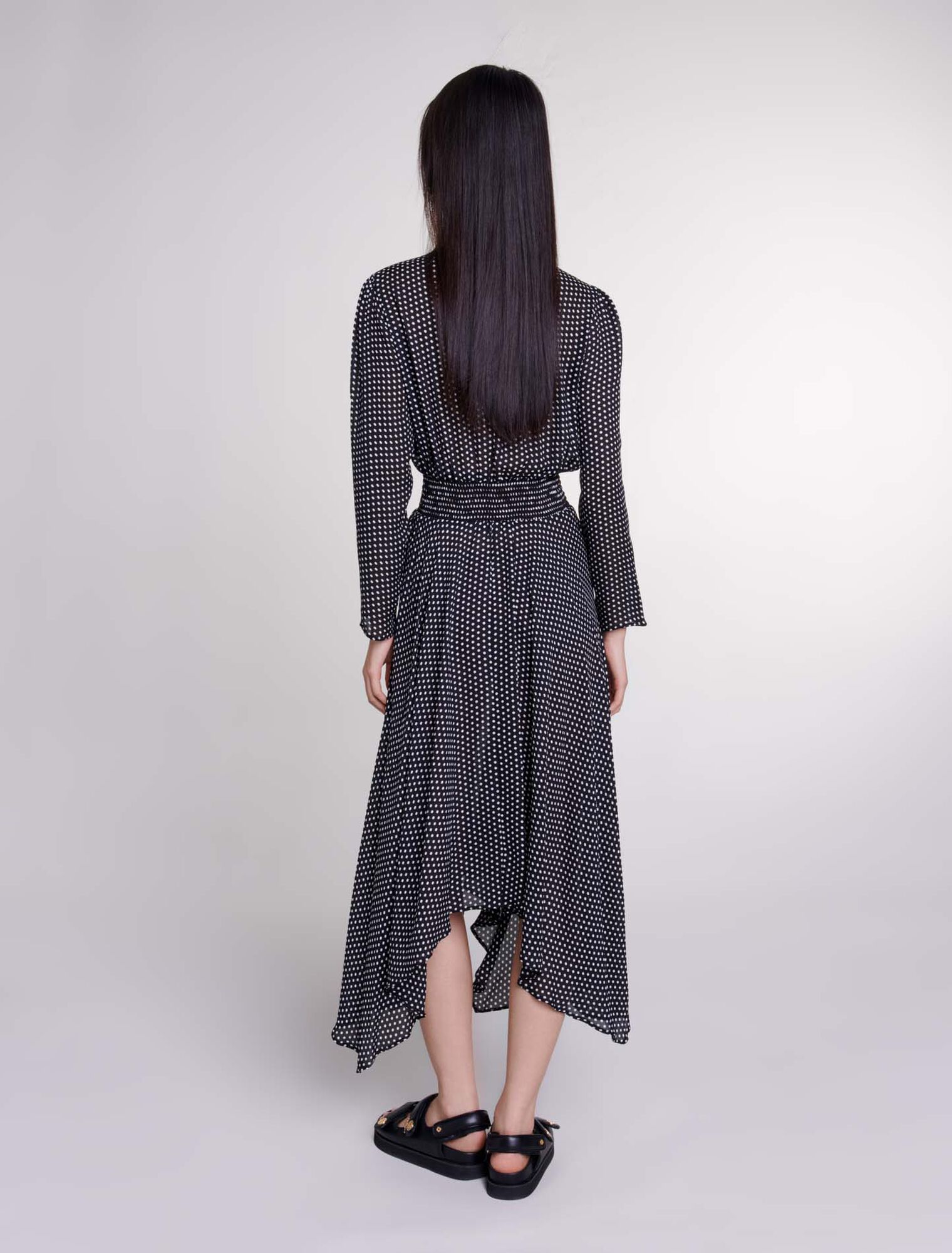 Robe mi-longue à pois