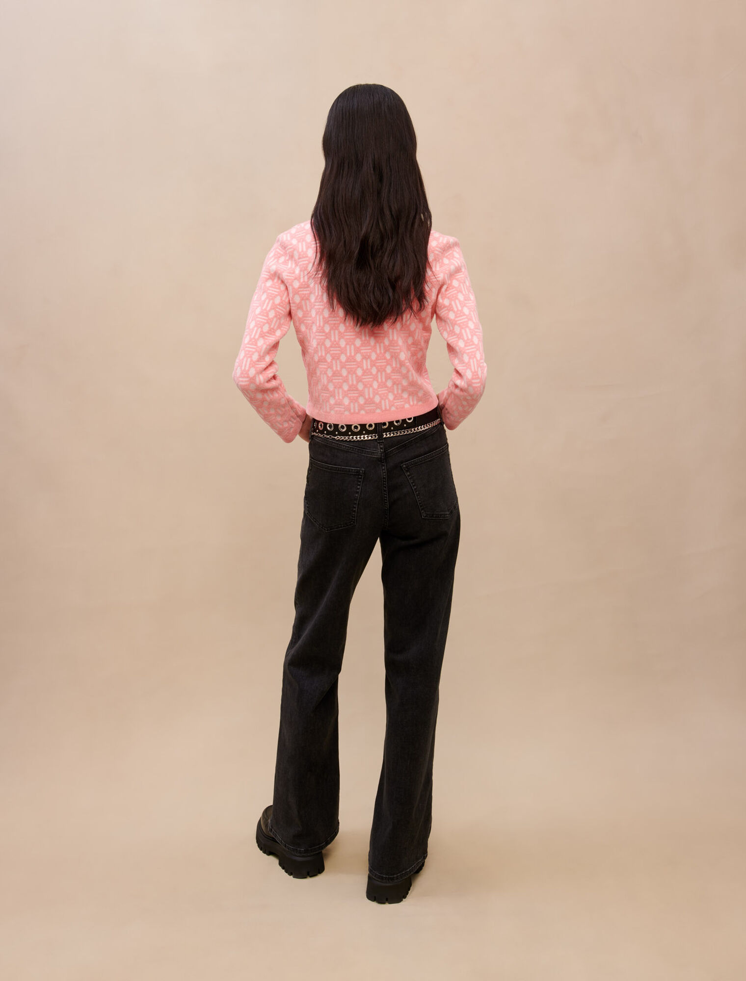 Pink jacquard cardigan