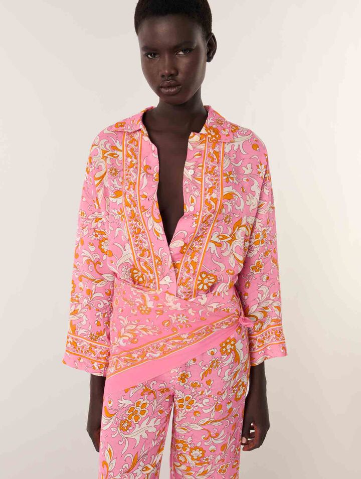 Chemise fluide en lin imprimée