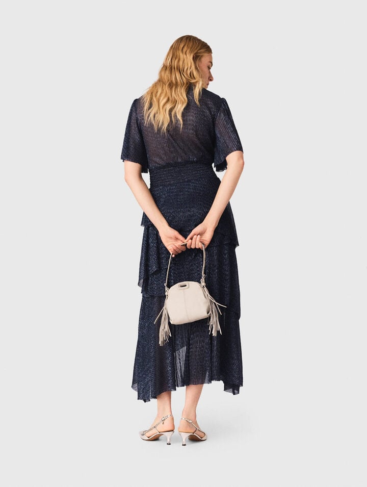 Robe mi-longue &agrave; volants m&eacute;talis&eacute;e