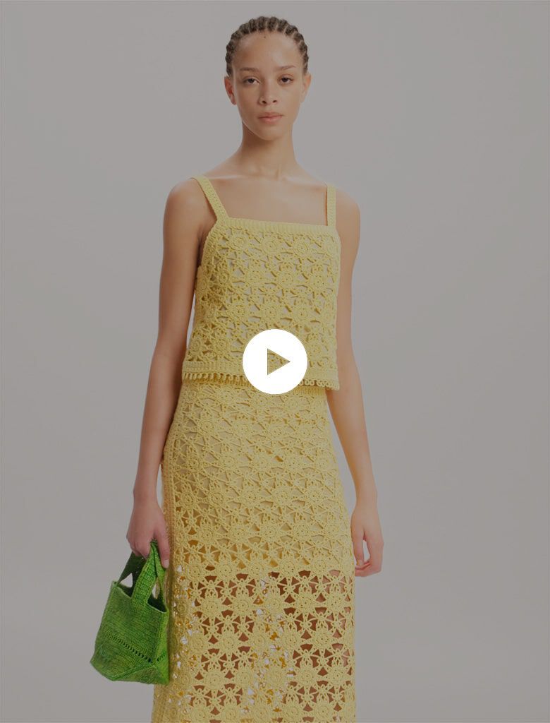 Long crochet skirt Yellow / Orange For Women | Maje