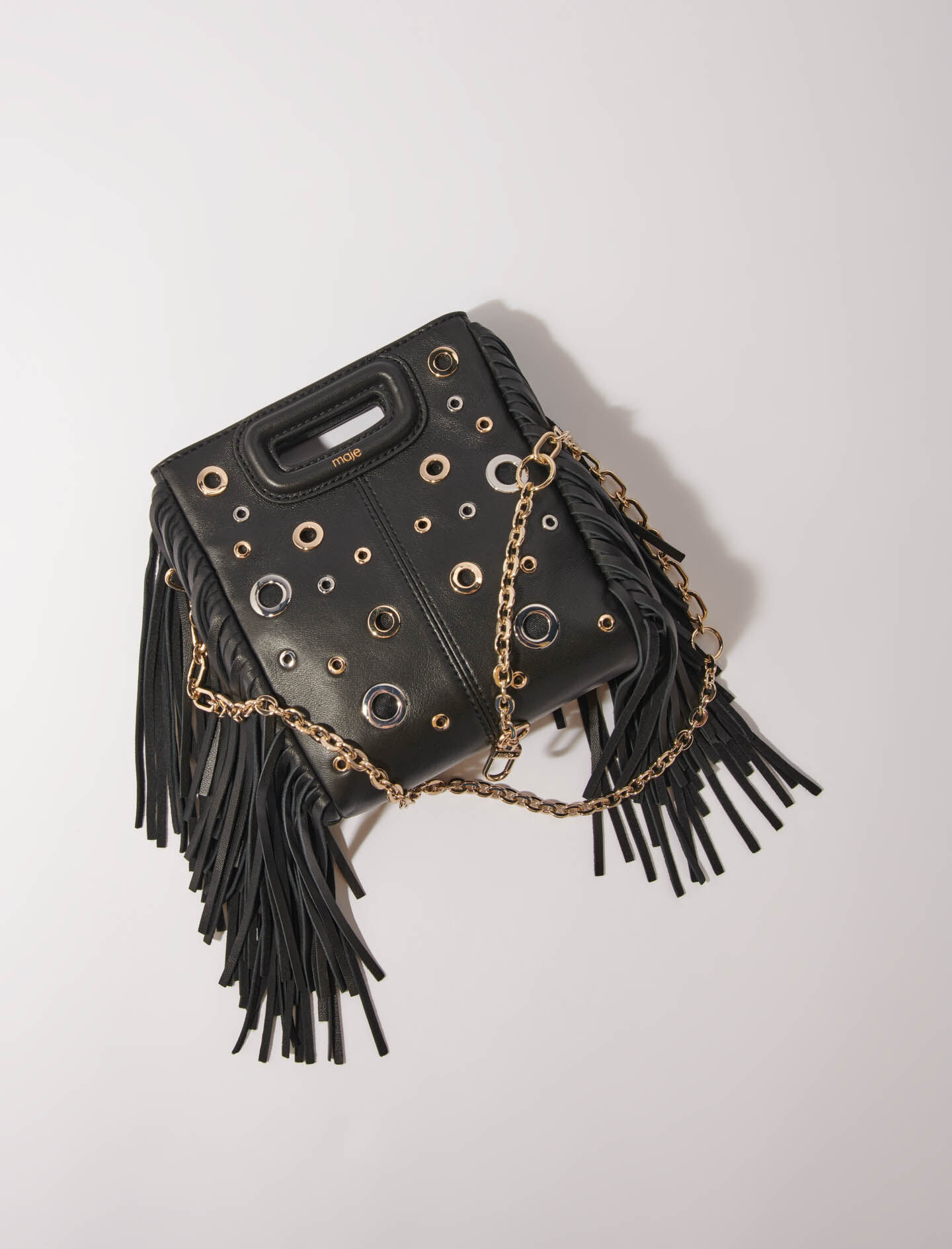 【MUCENT】CARBU BIG EYELET LEATHER MINI BAG Caju mini leather bag, black | Sportmax