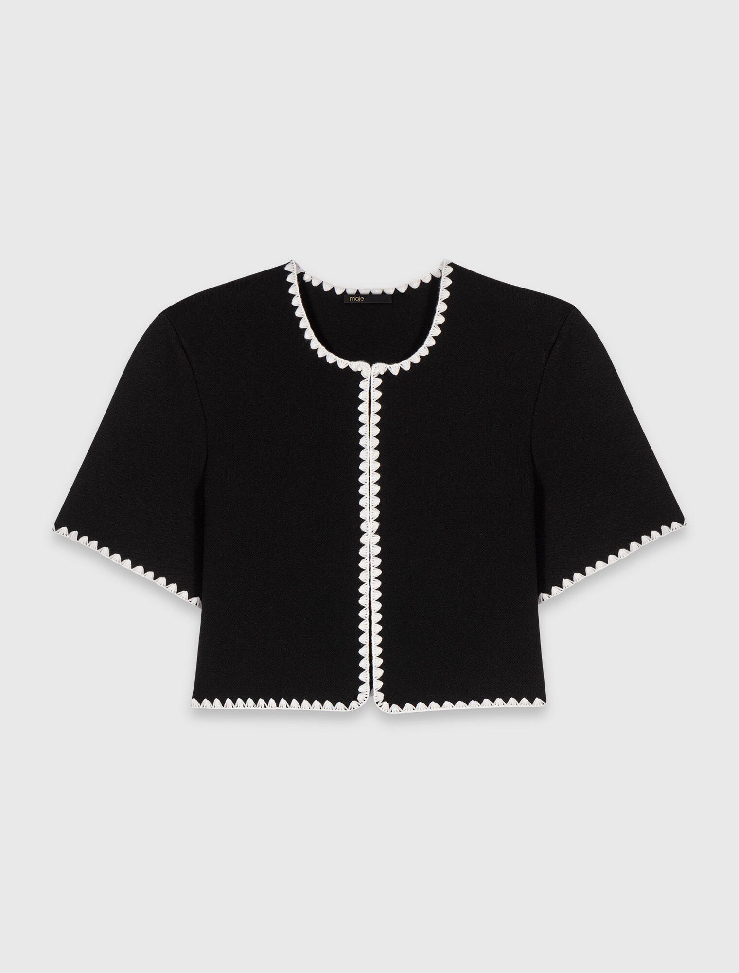 Topstitched cropped cardigan