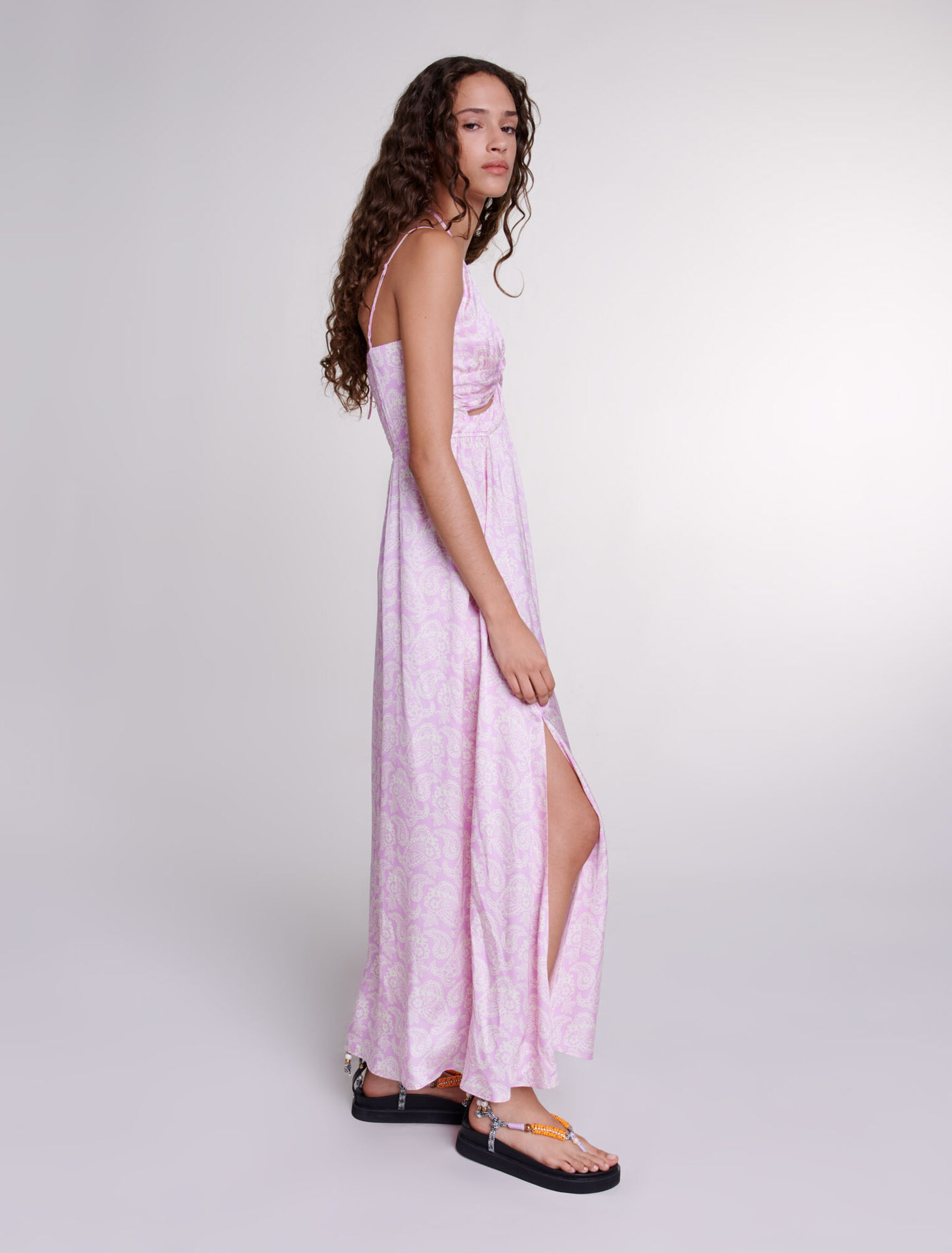 Robe longue imprimée ajourée