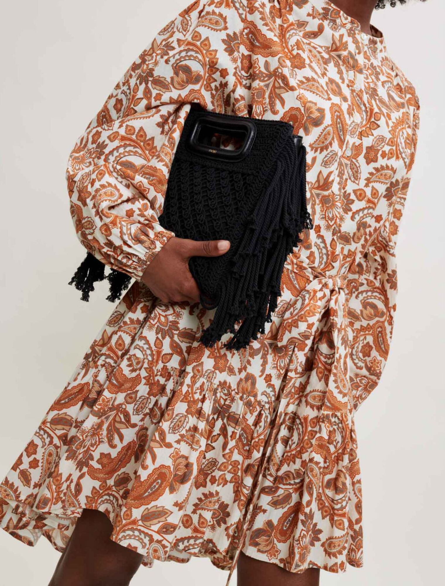 Robe ceinturée en coton imprimé