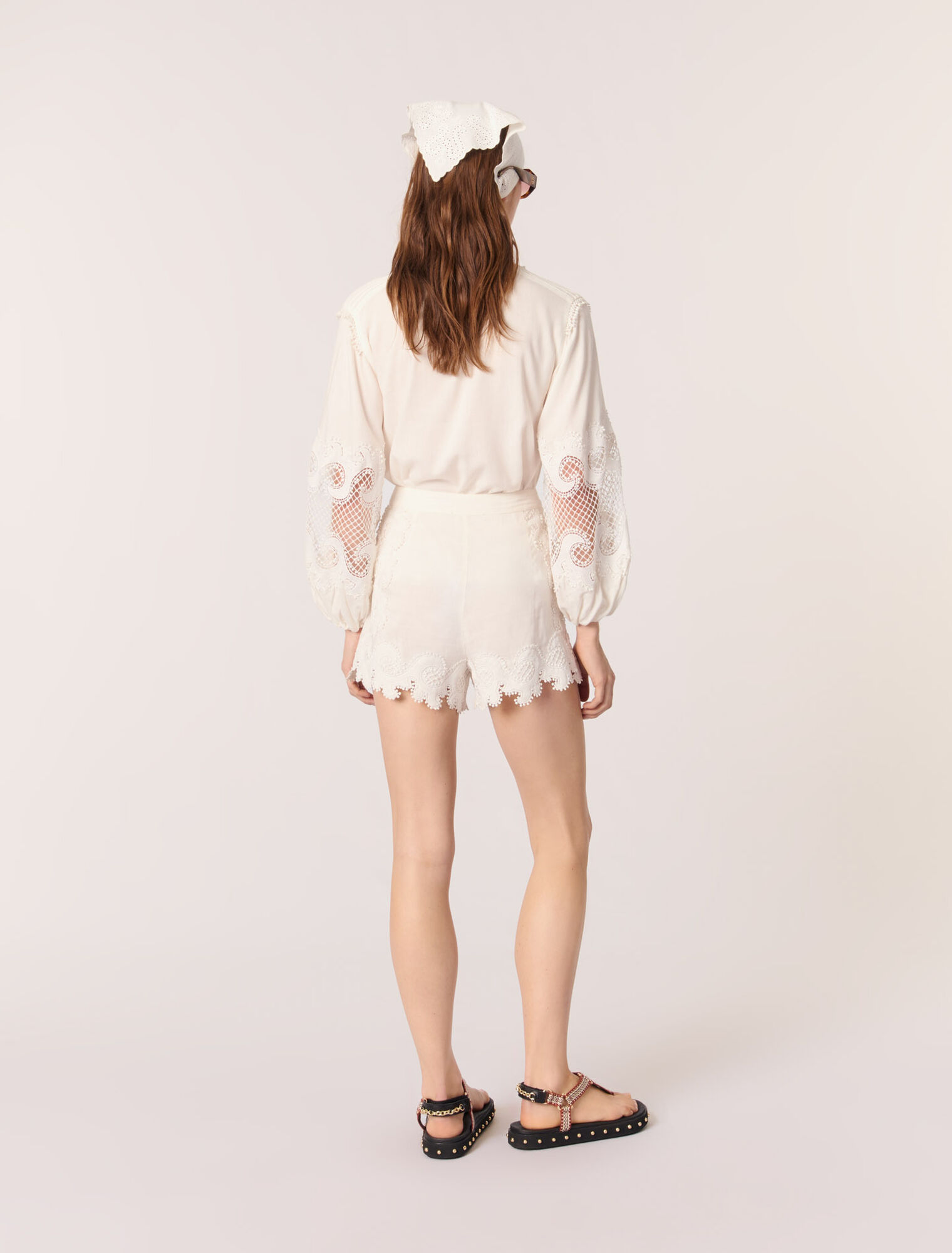 Embroidered floral shorts