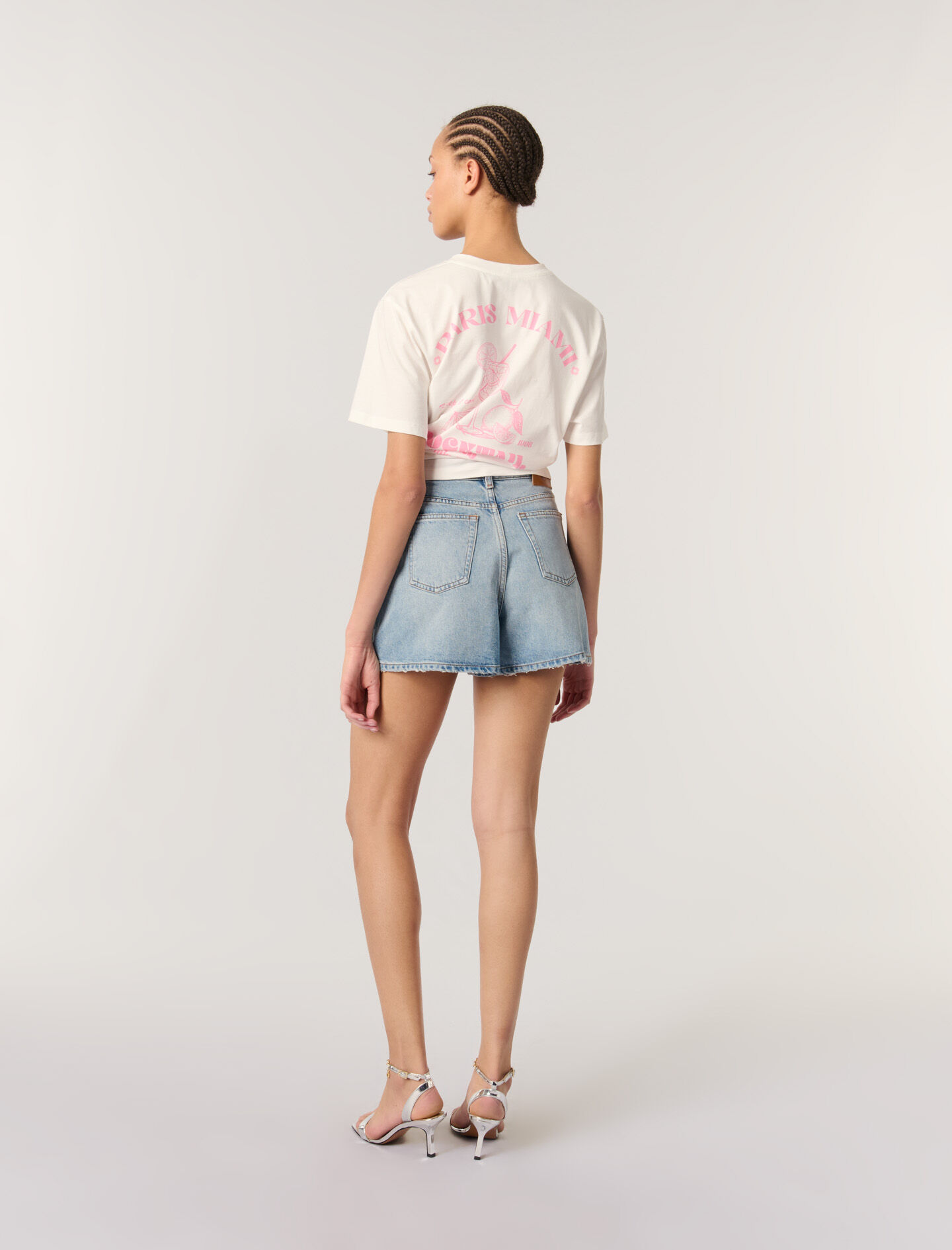m_hm☆ Studded denim shorts Blue For Women | Maje