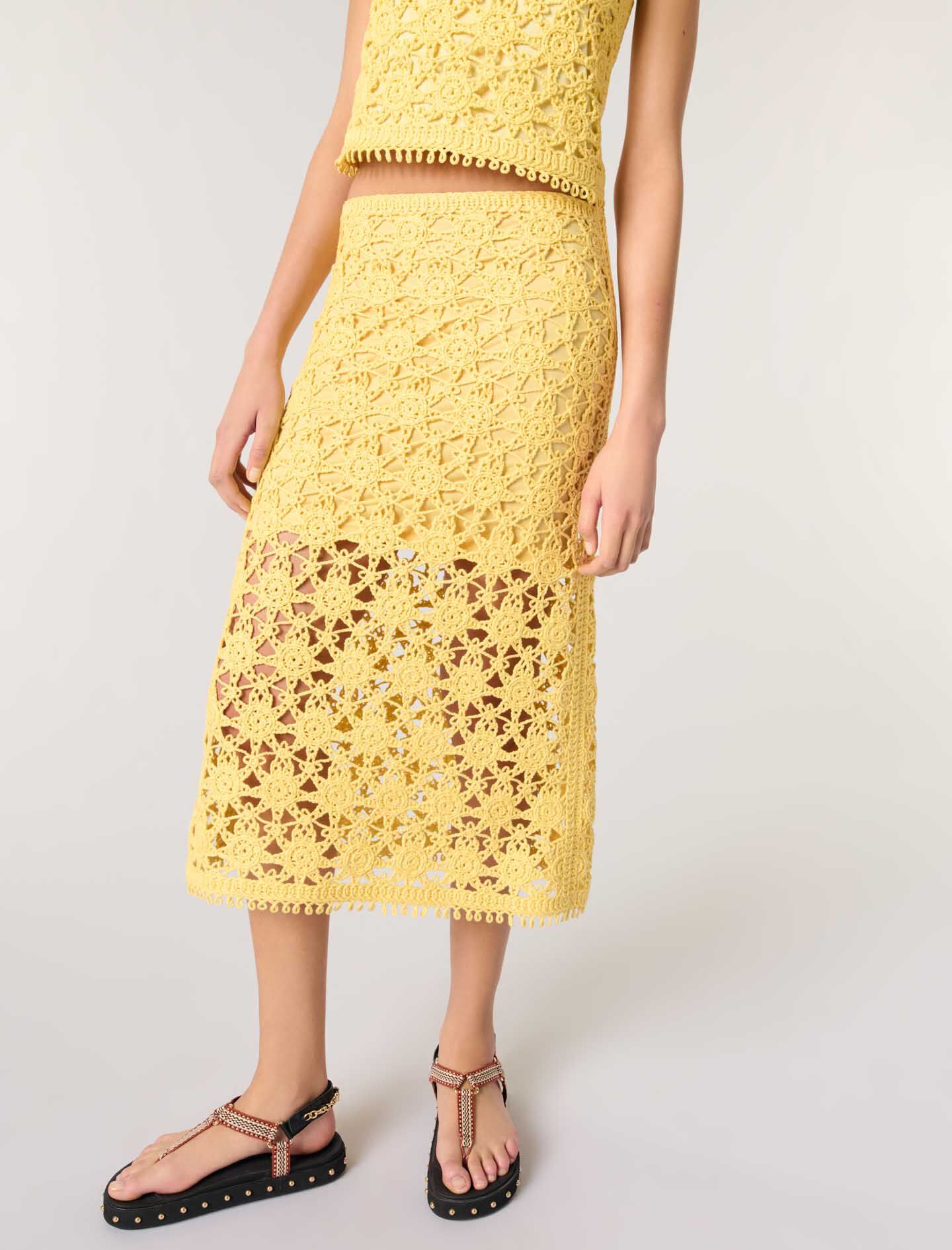 Long crochet skirt Yellow / Orange For Women | Maje