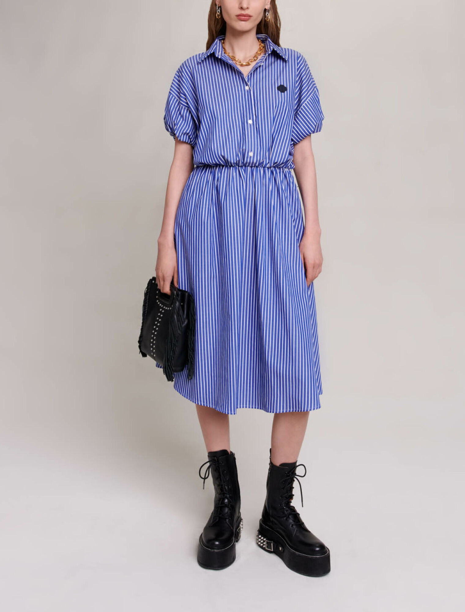 Long striped shirt dress