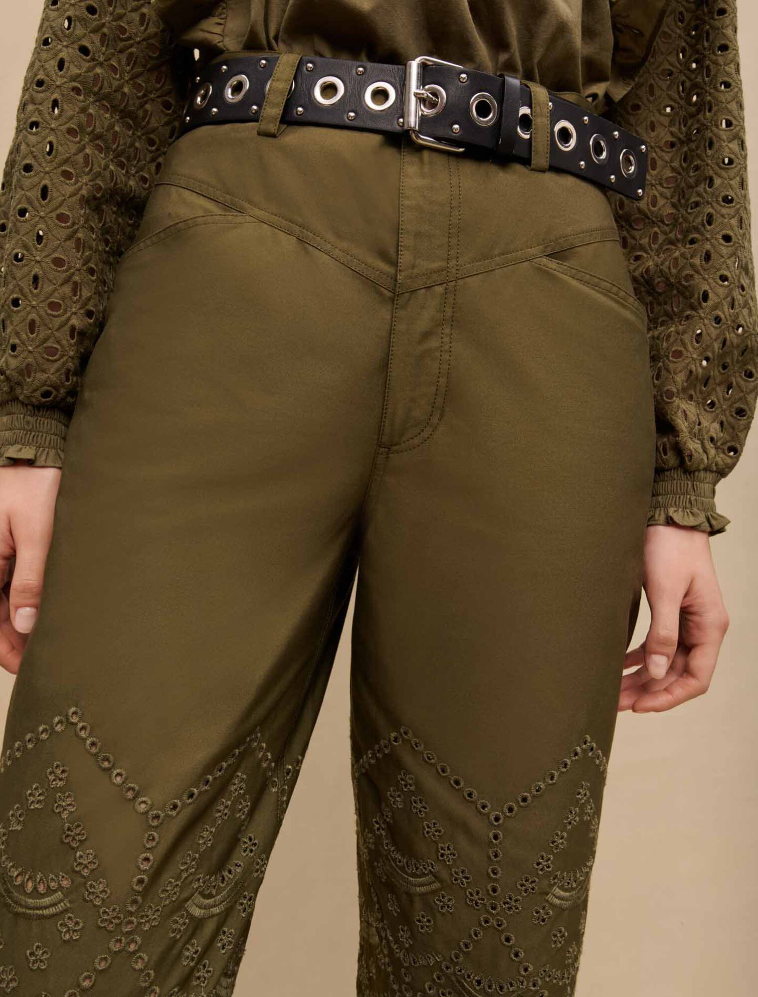 Pantalon en coton brodé