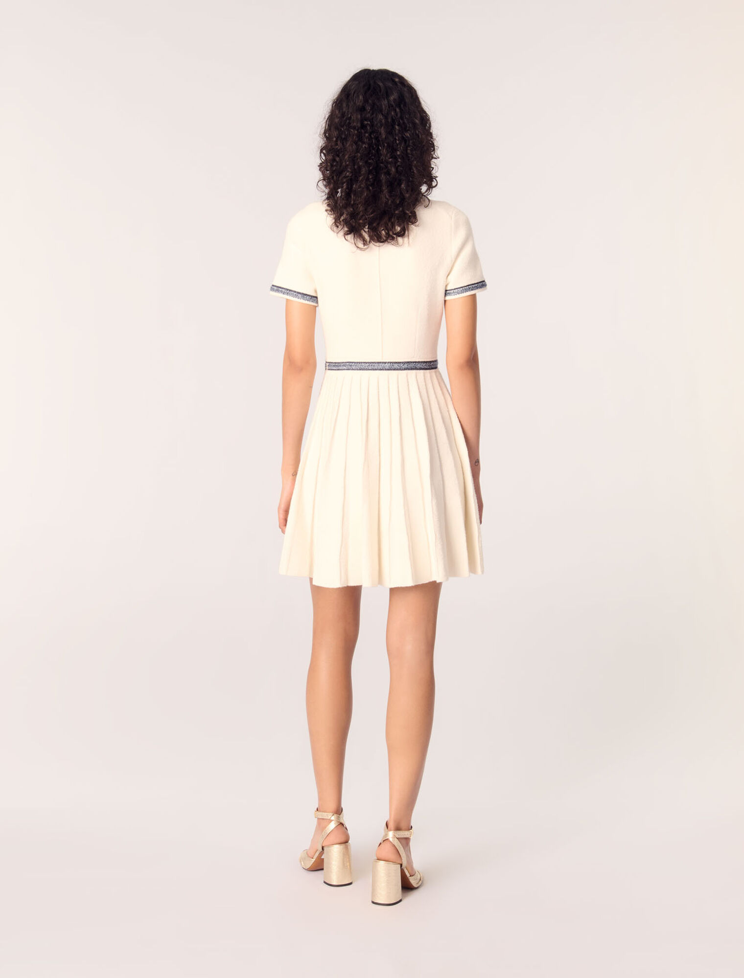 Pleated knit mini dress