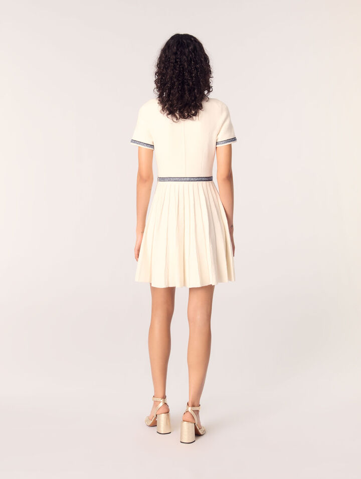 Pleated knit mini dress