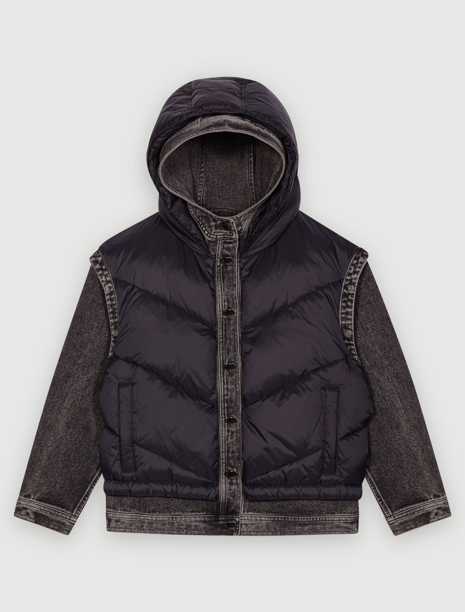Blouson bi-matière noir