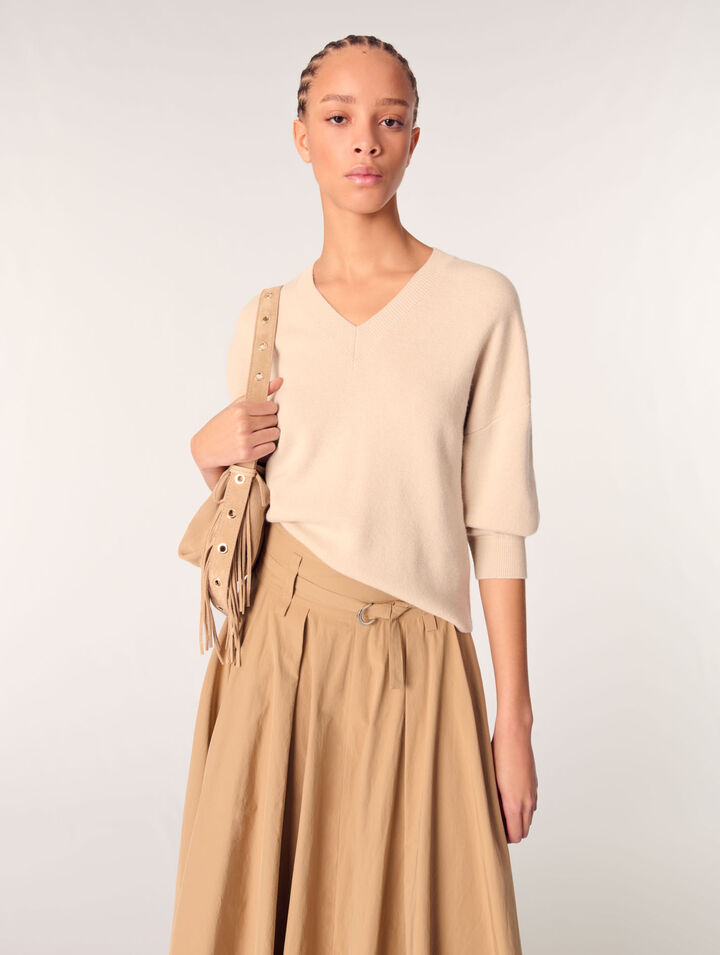 Pull col V en laine melangée