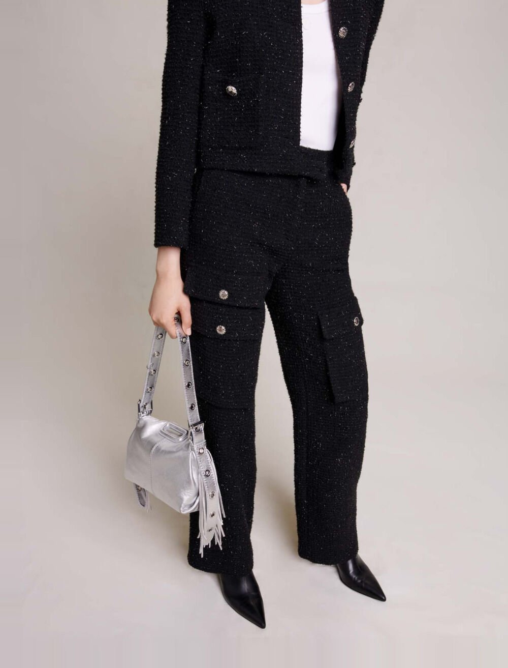 Tweed trousers Black / Gray For Women | Maje