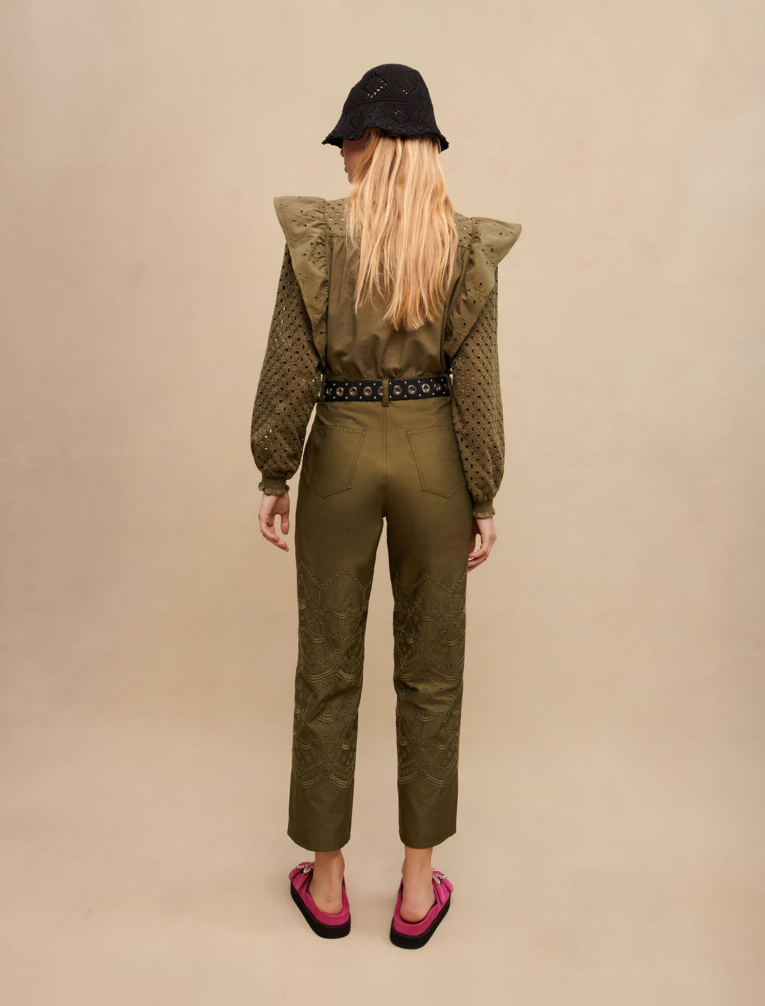 Pantalon en coton brodé
