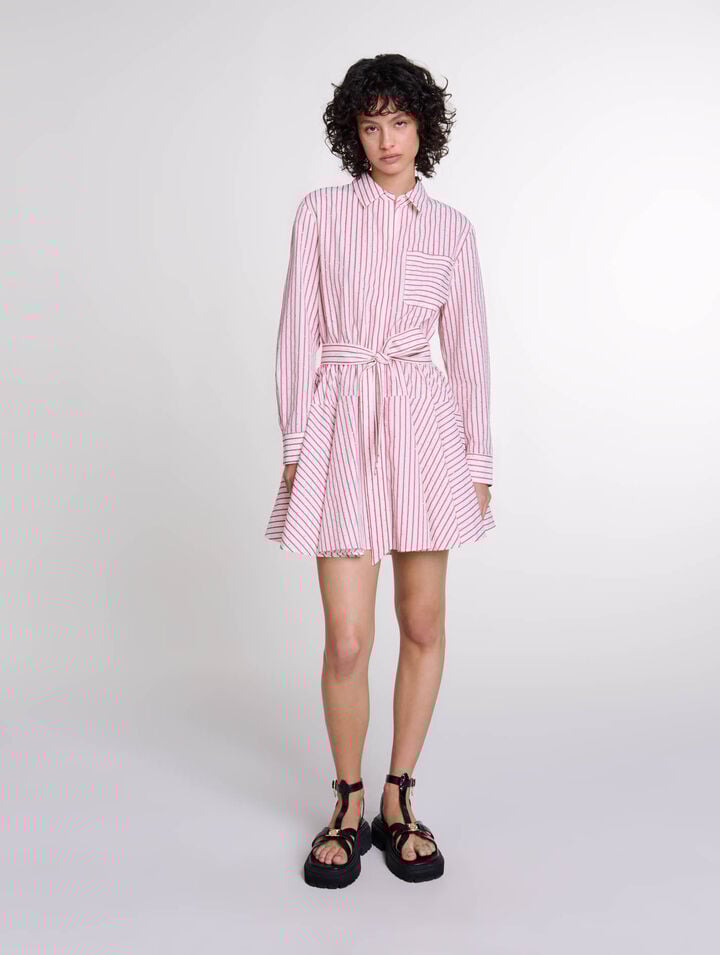 Robe courte à rayures et strass